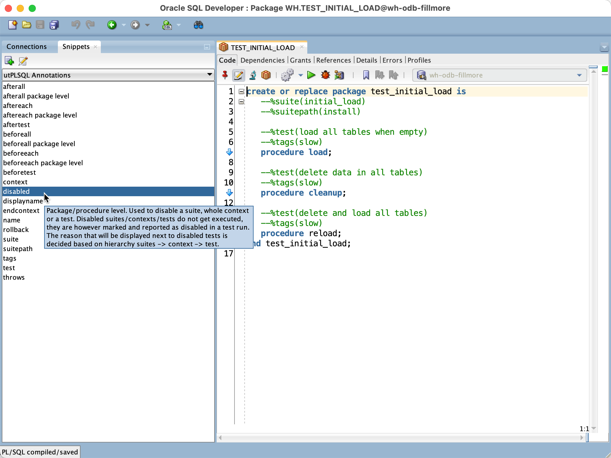 utPLSQL Annotations